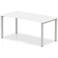 Evolve Plus 1600mm Single Starter Office Bench Desk White Top Silver