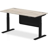 Air 1600x800 Height Adjustable Desk Grey Oak CP Black Leg Modesty Pnl