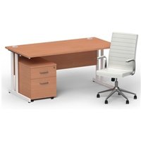 Impulse 1600mm Straight Office Desk Beech Top White Cantilever Leg