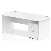 Impulse 1800 x 800mm Straight Office Desk White Top Panel End Leg