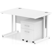 Impulse 1200x800mm Desk White Top White Cantilever Leg and Mobile Ped