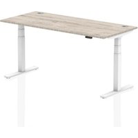 Air 1800x800mm Height Adjustable Desk Grey Oak Cable Ports White Leg