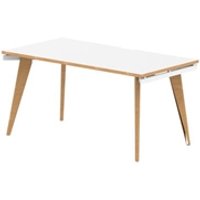 Oslo 1400mm Single Starter Office Bench Desk White Top Natural Wood