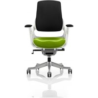 Zure White Shell Black Fabric Back Bespoke Colour Seat Myrrh Green
