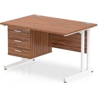 Impulse 1200 x 800mm Straight Office Desk Walnut Top White Cantilever