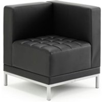 Infinity Modular Corner Unit Sofa Chair with Silver Legs - Black Leather
