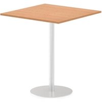 Italia 1000mm Poseur Square Table Oak Top 1145mm High Silver Leg
