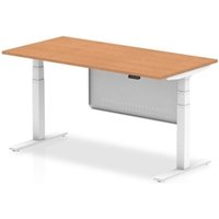 Air Modesty 1600 x 800mm Height Adjustable Office Desk Oak Top White