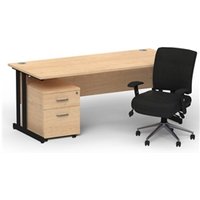 Impulse 1800 Black Cant Desk Maple + 2 Dr Mobile Ped & Chiro Black