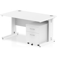 Impulse 1400x800mm Desk White Top White Cable Managed Leg + Mobile Ped