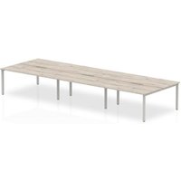 Evolve Plus 1400mm B2B 6 Person Office Bench Desk Grey Oak Top Silver