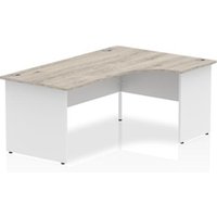 Impulse 1800mm Right Crescent Office Desk Grey Oak Top White Panel End