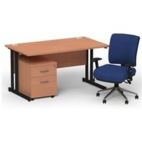Impulse 1400mm Straight Office Desk Beech Top Black Cantilever Leg