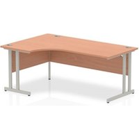 Impulse 1800mm Left Crescent Office Desk Beech Top Silver Cantilever