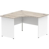 Impulse 1200mm Corner Office Desk Grey Oak Top White Panel End Leg