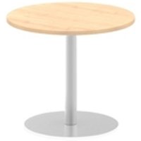 Italia 800mm Poseur Round Table Maple Top 720mm High Silver Leg