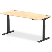 Air 1800x800mm Height Adjustable Desk Maple Top Cable Ports Black Leg