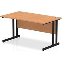Impulse 1400 x 800mm Straight Office Desk Oak Top Black Cantilever Leg