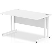 0 Impulse 1400 x 800mm Straight Office Desk White Top White Cantilever