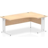 Impulse 1800mm Right Crescent Desk Maple Top White Cable Managed Leg