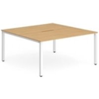 Evolve Plus 1400mm B2B 2 Person Office Bench Desk Beech Top White