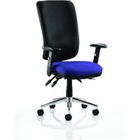 Chiro High Back Task Operators Chair Height Adjustable Arms - Black Back - Seat Stevia Blue