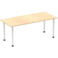 Impulse 1800mm Straight Table Maple Top White Post Leg I003698