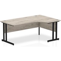 Impulse 1800mm Right Crescent Desk Grey Oak Top Black Cantilever Leg