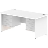 Impulse 1600x800mm Desk White Top Panel Leg 2x3 Drawer Fixed Pedestal
