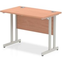 Impulse 1000/600 Rectangle Silver Cantilever Leg Desk Beech - MI001678
