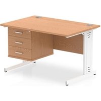 Impulse 1200 x 800mm Straight Office Desk Oak Top White Cable Managed