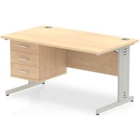Impulse 1400x800 Desk Maple Silver Cable Managed Leg + Fixed Pedestal