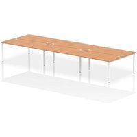 Impulse Bench B2B 6 Person 1600 White Frame Office Bench Desk Oak