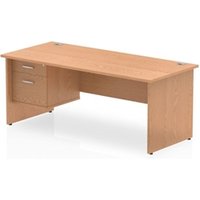 Impulse 1800 Rectangle Panel End Leg Desk Oak 1 x 2 Drawer - MI002705