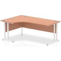 Impulse 1800mm Left Crescent Office Desk Beech Top White Cantilever