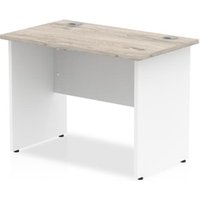 Impulse 1000 x 600mm Straight Office Desk Grey Oak Top White Panel End