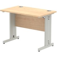 Impulse 1000 x 800mm Straight Desk Maple Top Silver Cable Managed Leg