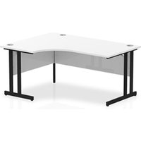 Impulse 1600mm Left Crescent Office Desk White Top Black Cantilever
