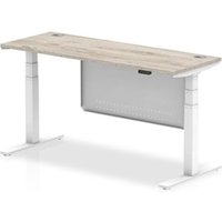 Air 1600x600 Height Adjustable Desk Grey Oak CP White Leg Modesty Pnl