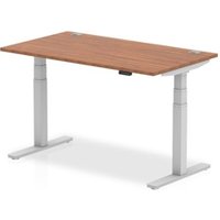 Air 1400 x 800mm Height Adjustable Office Desk Walnut Top Cable Ports