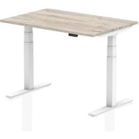 Air 1200 x 800mm Height Adjustable Office Desk Grey Oak Top White Leg