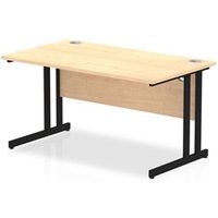 Impulse 1400 x 800mm Straight Office Desk Maple Top Black Cantilever