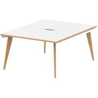 Oslo 1200mm B2B 2 Person Office Bench Desk White Top Natural Wood Edge