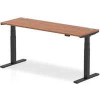 Air 1800x600mm Height Adjustable Desk Walnut Top Cable Ports Black Leg