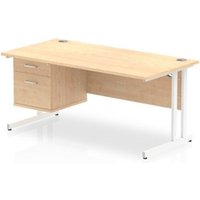 Impulse 1600 x 800mm Straight Office Desk Maple Top White Cantilever