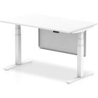 Air Modesty 1400 x 800mm Height Adjustable Office Desk White Top White
