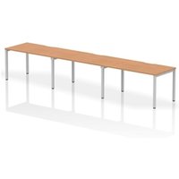 Evolve Plus 1400mm Single Row 3 Person Office Bench Desk Oak Top