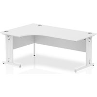 Impulse 1800mm Left Crescent Office Desk White Top White Cable Managed