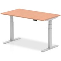Air 1400/800 Beech Height Adjustable Desk With Silver Legs - HA01002