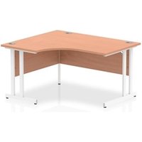 Impulse 1400mm Left Crescent Office Desk Beech Top White Cantilever